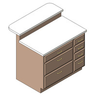 Cabinet-Island w Bar-Rectangular-3 Drawer-4 Drawer