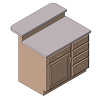 Cabinet-Island w Bar-Rectangular-Single Door-4 Drawer