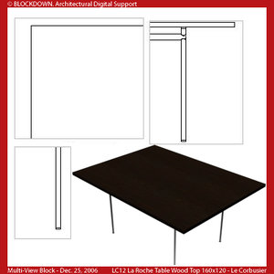 LC12 Table Wood Top 160x120 Multi-View Block