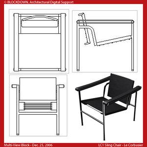 LC1 Sling Chair Multi-View Block