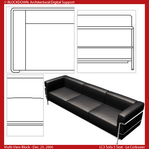 LC3 Sofa 3 Seat Multi-View Block