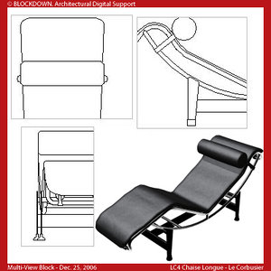 LC4 Chaise Longue Multi-View Block