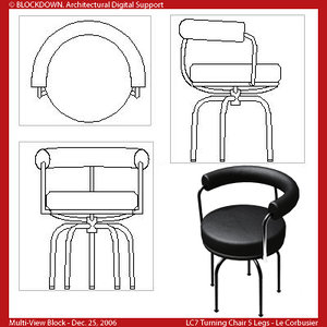 LC7 Turning Chair 5 Legs Multi-View Block