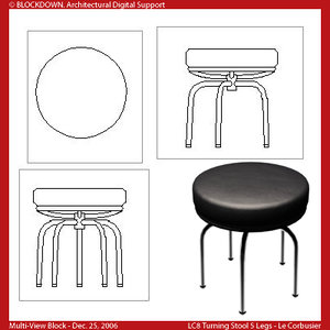 LC8 Turning Chair 5 Legs Multi-View Block