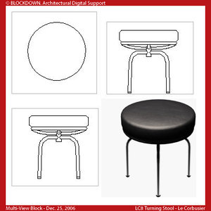 LC8 Turning Chair Multi-View Block