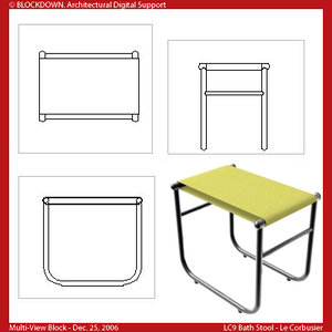 LC9 Bath Stool Multi-View Block