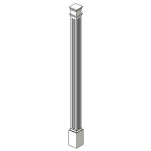 Square 4-Fluted Column w Plinth Block