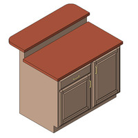 Cabinet-Island w Bar-Rectangular-Single Door-Full Height Door