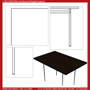 LC12 Table Wood Top 120x80 Multi-View Block