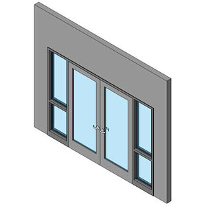 Hollow Metal Swing Door, Double With Two Sidelites