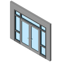 Hollow Metal Swing Door, Double With Two Sidelites And Transom