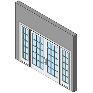 Wood Exterior Entry Swing Door, Double With Sidelites