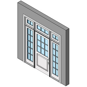 Wood Exterior Entry Swing Door, Single With Sidelites And Transom