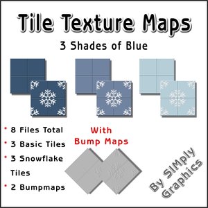 Tile Texture Maps - 3 Shades of Blue