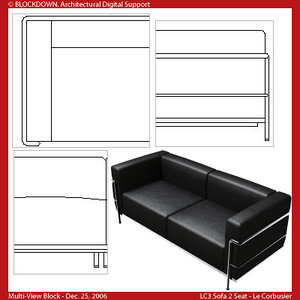 LC3 Sofa 2 Seat Multi-View Block
