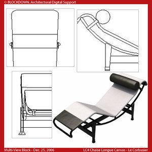 LC4 Chaise Longue Canvas Multi-View Block