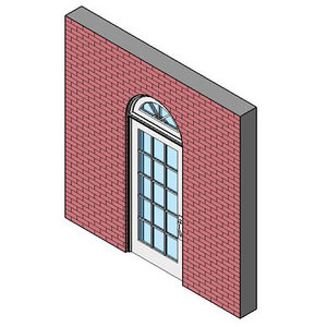 Wood Exterior Entry Swing Door, Single With Half Round Transom