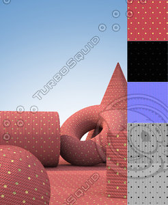 Red Fabric with Yellow and Green Spots