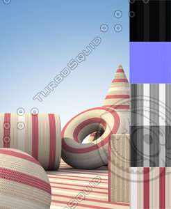 Red, Tan and White Striped Fabric