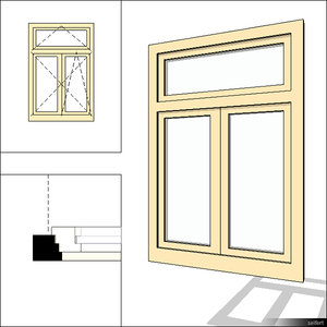 Window Casement Double Transom 00231se