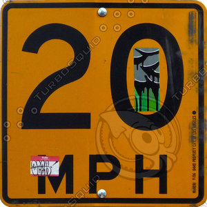 Los Angeles road sign speed 20 mph