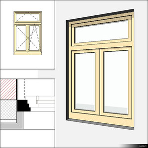 Window Casement Double Transom 00235se