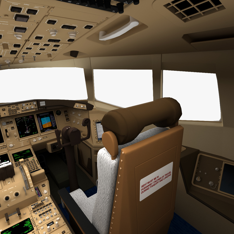 realistic boeing 777 cockpit 3d lwo