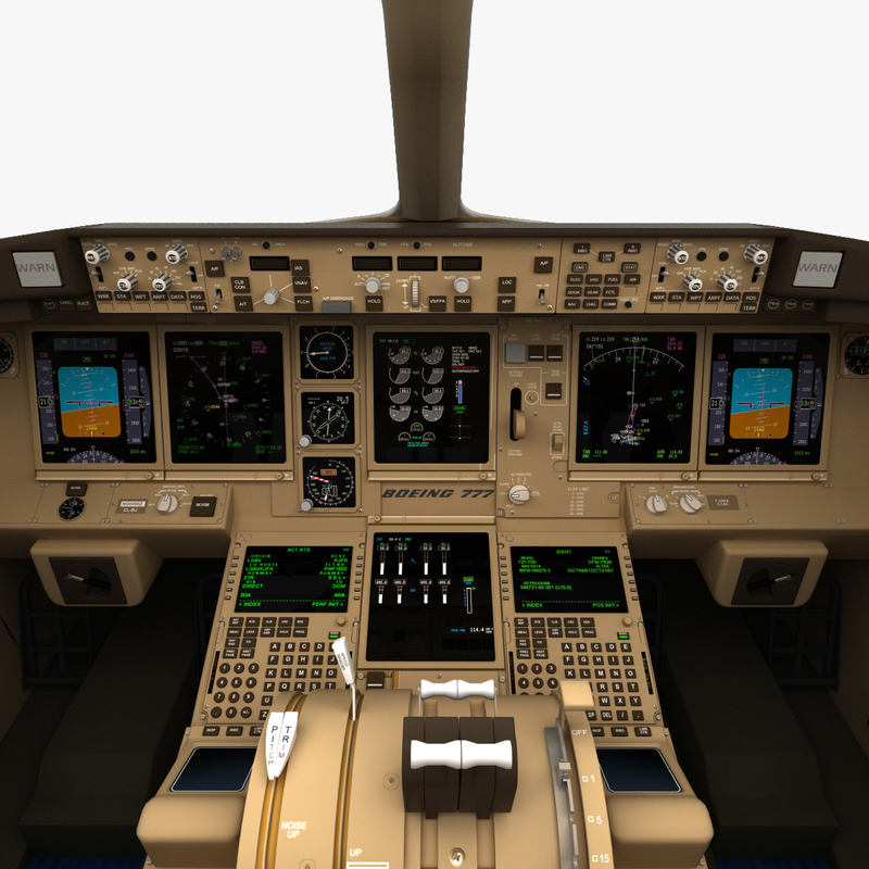 realistic boeing 777 cockpit 3d lwo