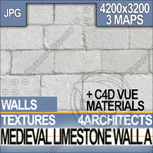 Medieval White Limestone Wall & Material A