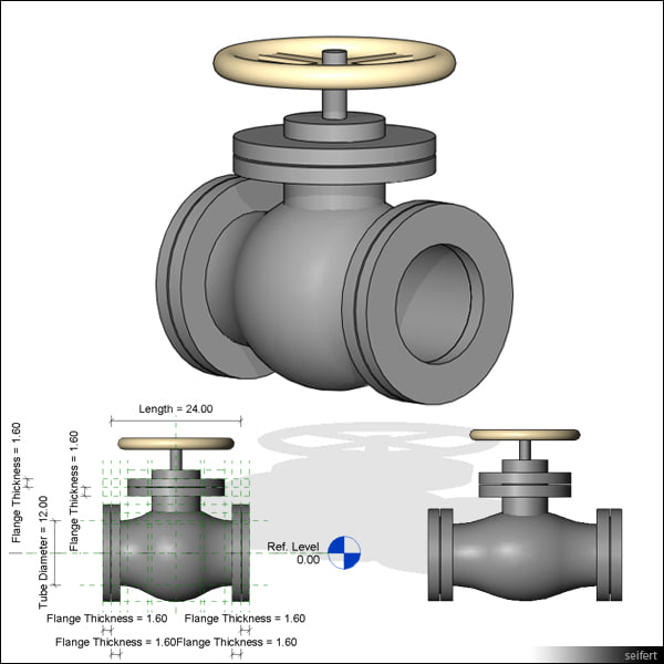 Building Revit Family valve tube pipe