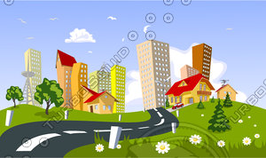 Colorful abstract vector city4 (svg)