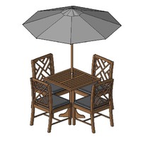 Patio Table with Chair and Umbrellas