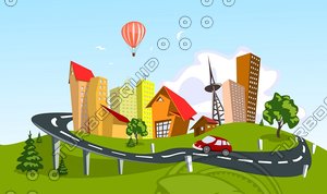 Colorful abstract vector city2 (svg)