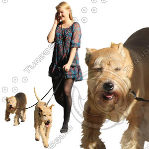 girl walking dogs