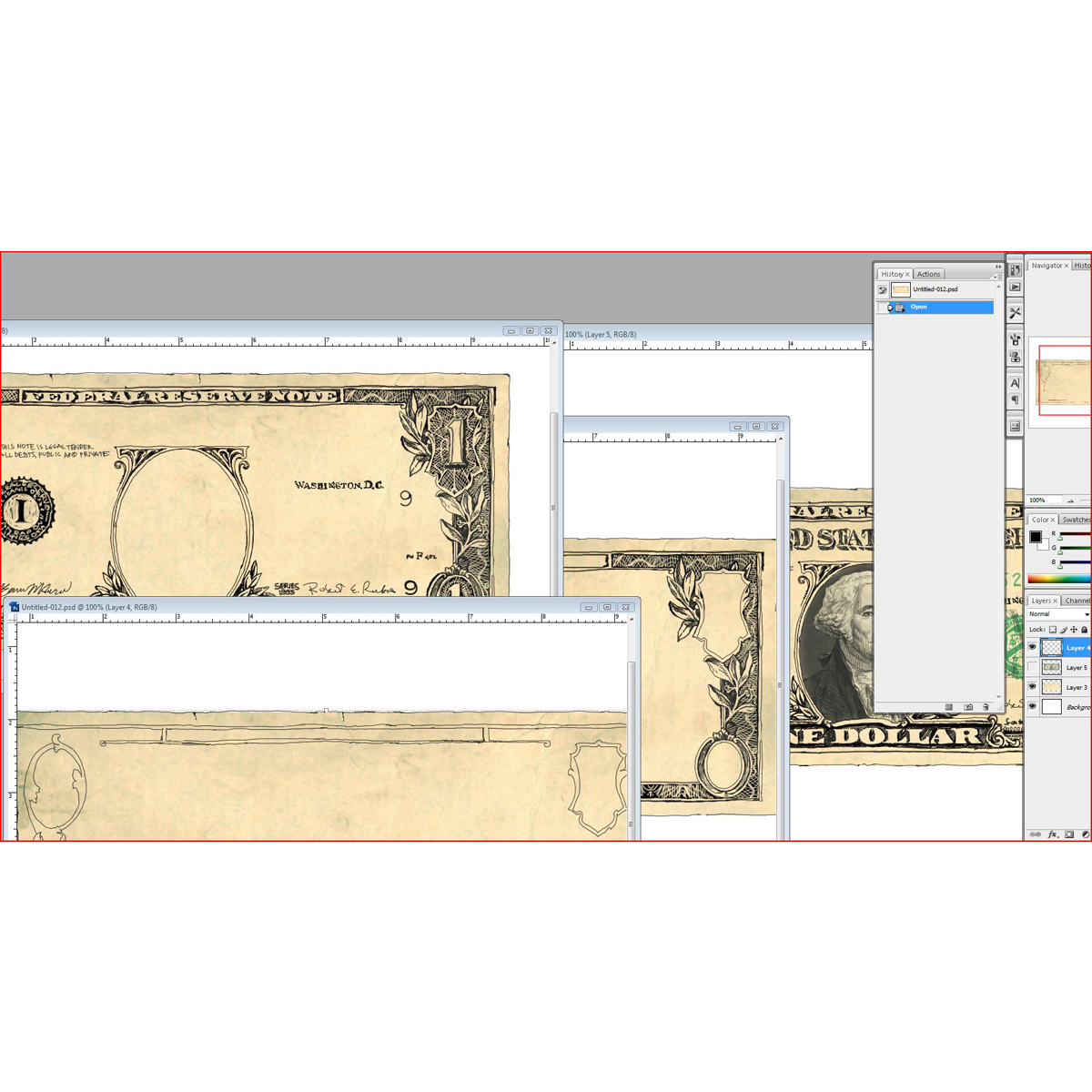 General Photoshop dollar bill draw