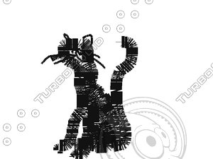 abstract black cat isolated on white background