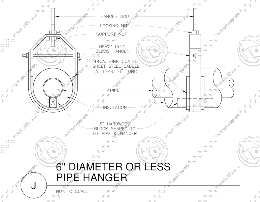 Building AutoCAD drawing pipe hanger 6"