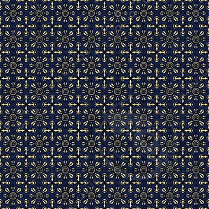 Coordinated Cottons - Yellow on Navy Damask