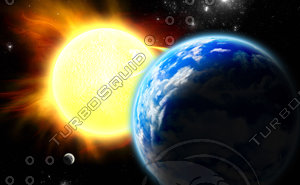 Earth, Moon and Sun.