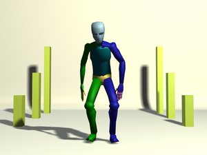 Biped jump high kick ball spin land