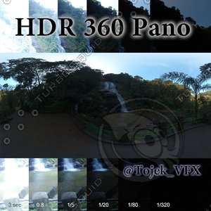 HDR 360 pano Jungle Waterfall