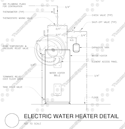 Building AutoCAD drawing electric water heater