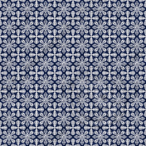 Coordinated Cottons - White on Navy Damask
