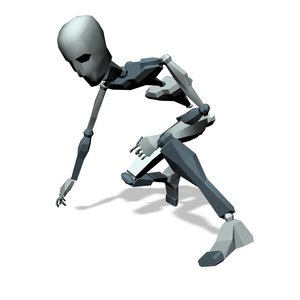 Action hero falling down kneel