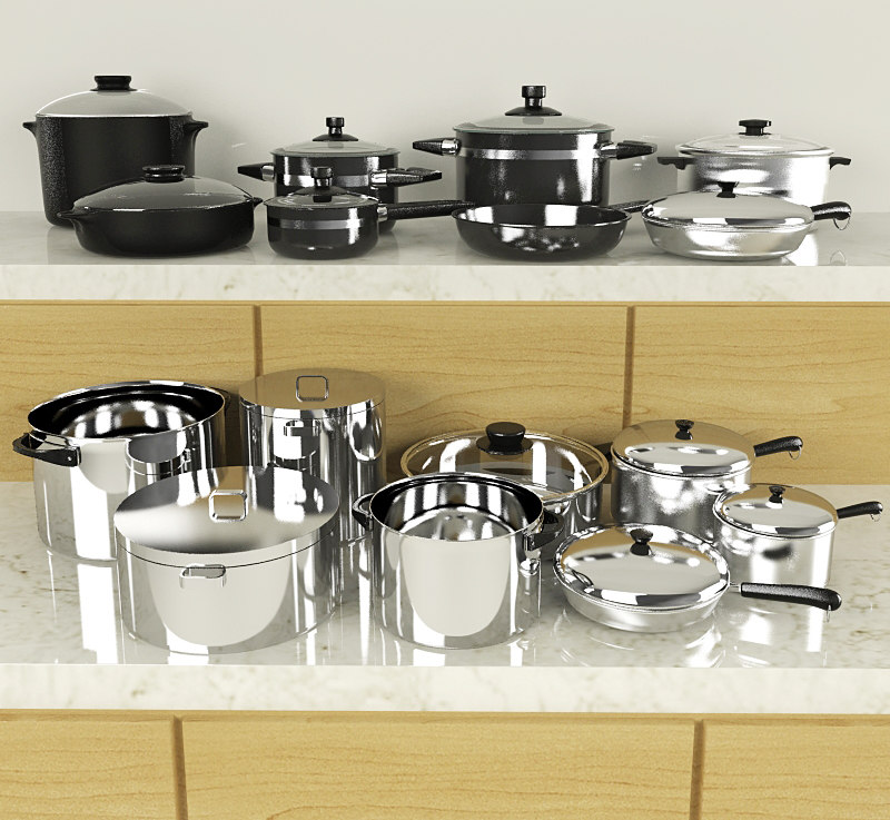  pots  pans  set 3d  max