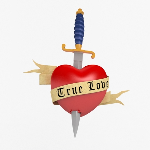 3d heart dagger