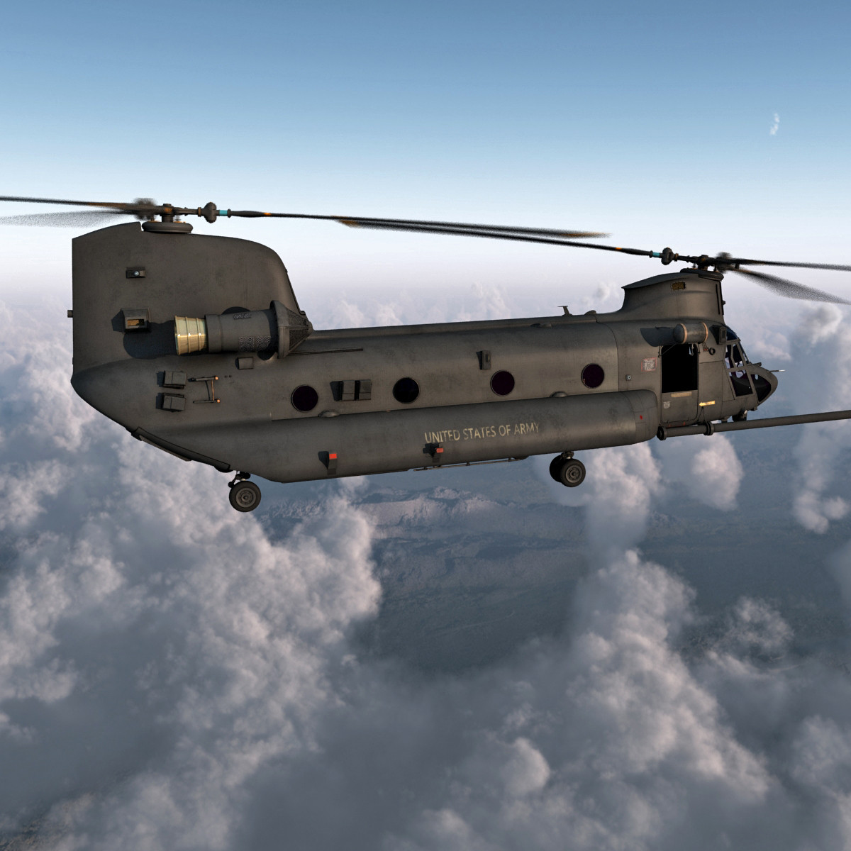 3d model mh 47 chinook rigged