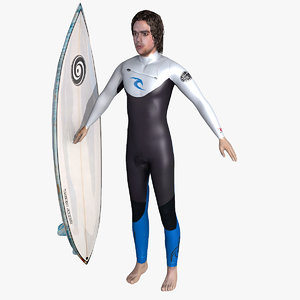 3d surfer man