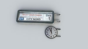 3d vintage info panel clock model