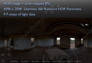 WORLD WAR TWO BUNKER INTERIOR - 4 360 HDR PANORAMA #165
